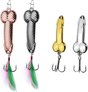 4 count Funny Fishing Lures,Fishing Spoons Bass,FishingLure Trout Lures Spinner Baits,Fish Equipment Hook for Fishing Lovers, for Men