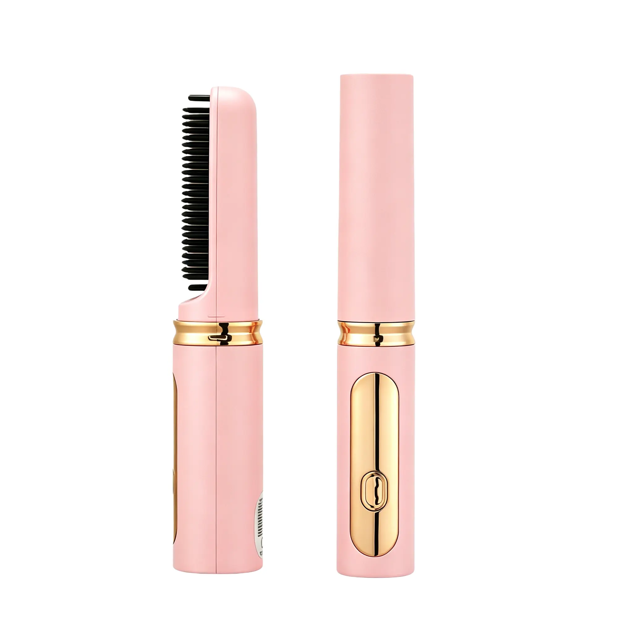 Cordless Hair Straightener Brush with Cover - Portable Mini Negative Ion Hot Comb for Long & Medium Hair,  Gym Car Use - USB Rechargeable Anti-Scald Hair Styling Heat Comb, Not Recommended for Very Short Coarse Hair cool air beauty tools travel