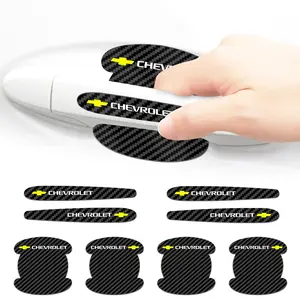Chevrolet Car Door Bowl Protection Film, Carbon Fiber Texture Scratch-Resistant Door Handle Protector, Universal Car Waterproof Sticker Set, Car Truck Decal (8pcs)