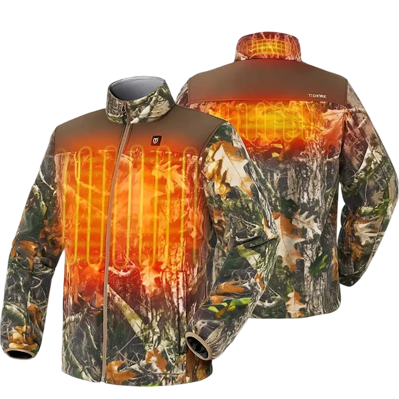 【Limited Sizes Clearance】Men’s Heated Jacket Fleece with Battery Pack, Rechargeable Coat for Hunting (Black, Camo, Size S-XXXL)