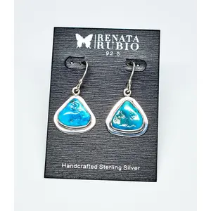 Sleeping Beauty Turquoise Dangle Earrings in Sterling Silver