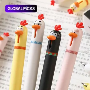Creative Chicken Gel Pens Set of 4, 0.5mm Quick Dry Click Writing Pens, Unique Design Fun Relax Office Supplies Gift Pen Christmas Present #GLOBAL PICKS