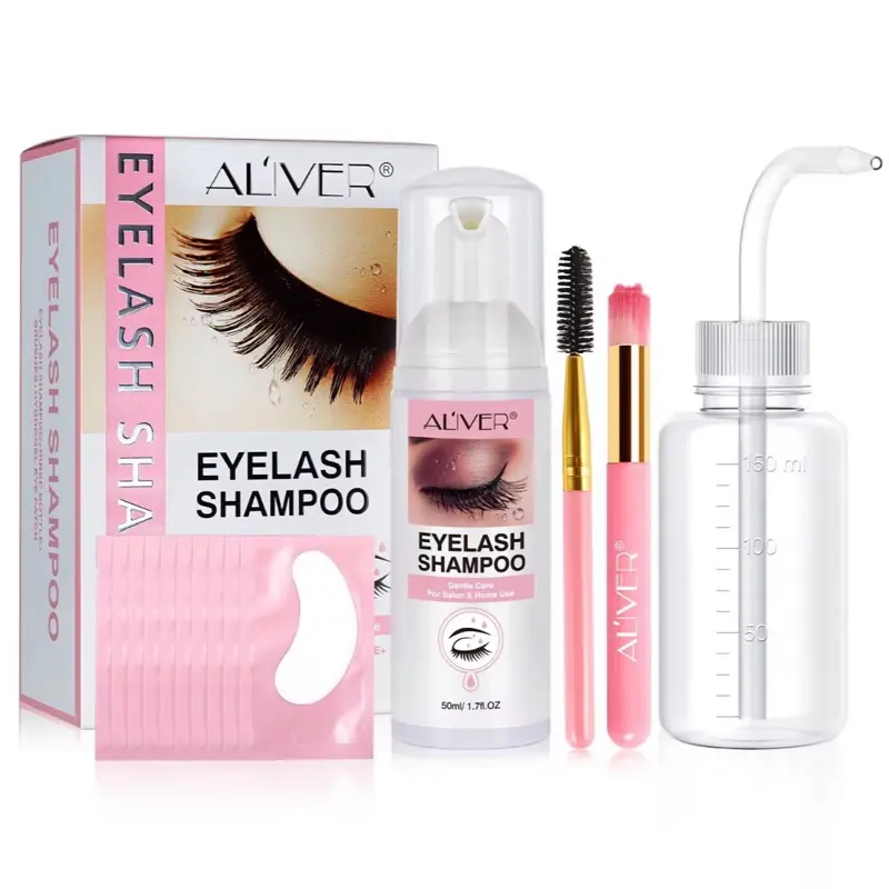 Lash Shampoo Kit for Lash Extensions, Eyelash Cleaning Kit Lash Extension Cleanser, USB Mini Portable Fan, Bottle Mascara Brush Wash Bottle, Oil Free Lash Foam Safe for Natural Lashes Eyelash Extension Kit, Gentle Makeup Remover, Gift for Her