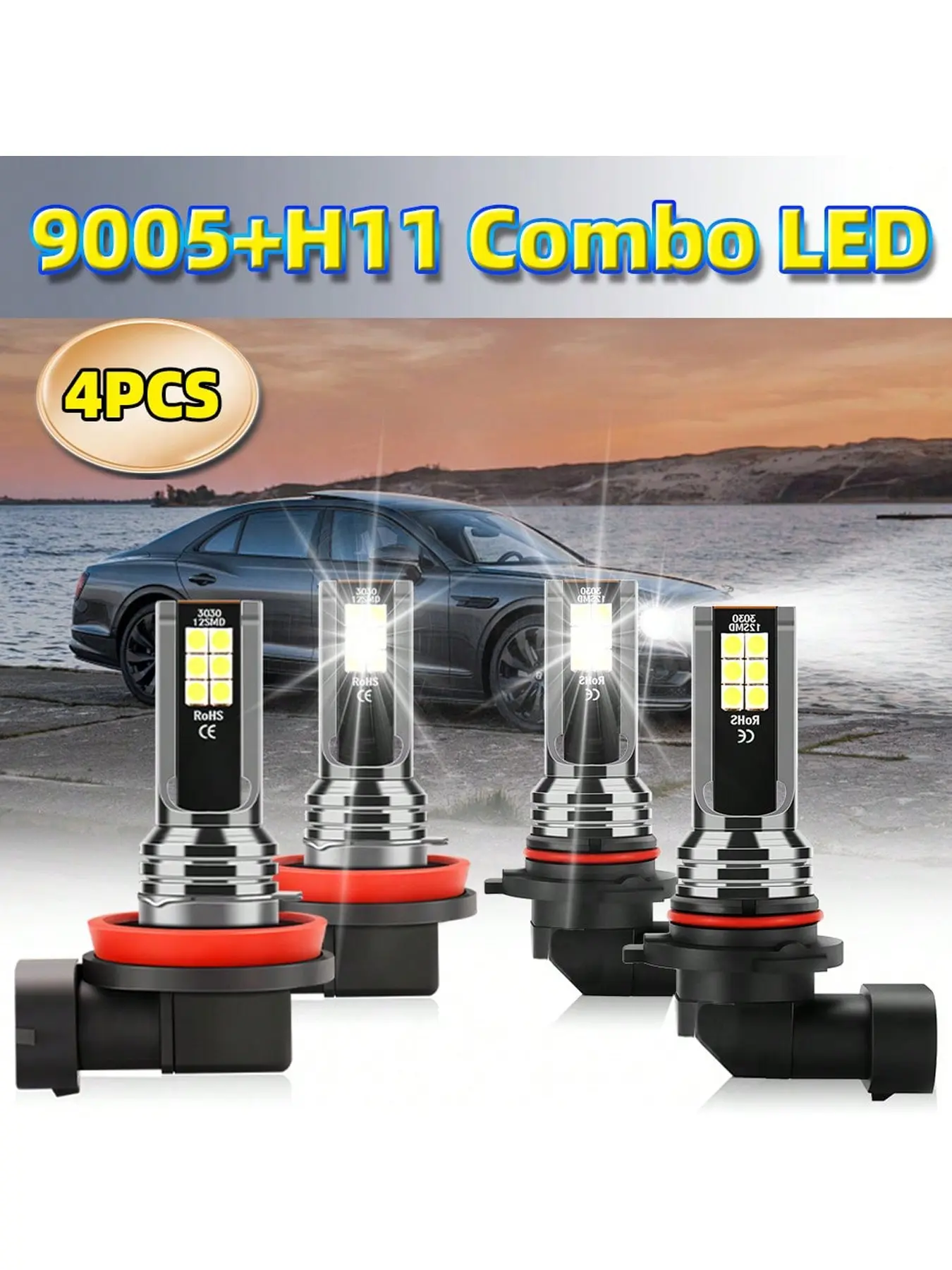 Tcyato H11 9005 LED Fog Light Bulbs Replacement, 6000k Cool, Ip67 Waterproof, 3000+ Lumens, Csp Leds, Car & Truck Automotive Lighting, Durable Design, Driving Lights