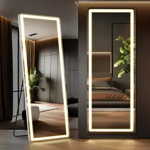 26"×71" Full Length Mirror with Light, LED Floor Full Body Mirror with 3 Color Lighting, Wall Mounted Stand Mirror for Bedroom, Dressing Room, Living Room, Bathroom