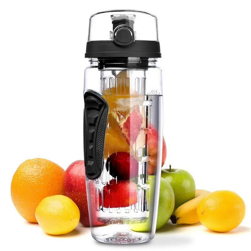 HydroFruition: 32oz Fruit-Infused Hydration Water Bottle Drinkware Stylish Portable Reusable Leakproof Tumbler