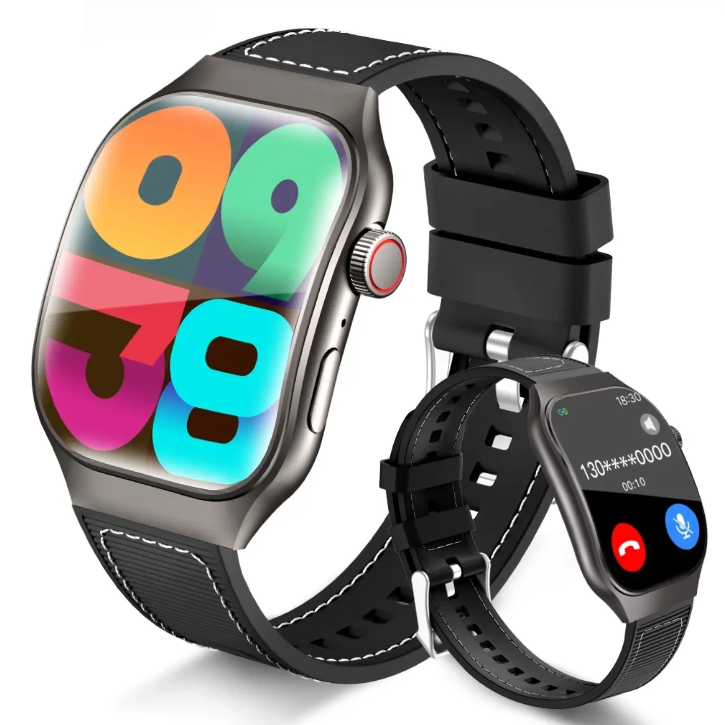 [US Warehouse] 2025 New Smartwatch for Women & Men, Curved Fashion Touchscreen, Wearable Tech, Silicone Strap, Make Calls, Message Notifications, 100+ Multi-Sports Modes, Calorie Tracker, DIY Watch Faces, Compatible with iPhone/Android, Christmas Gift
