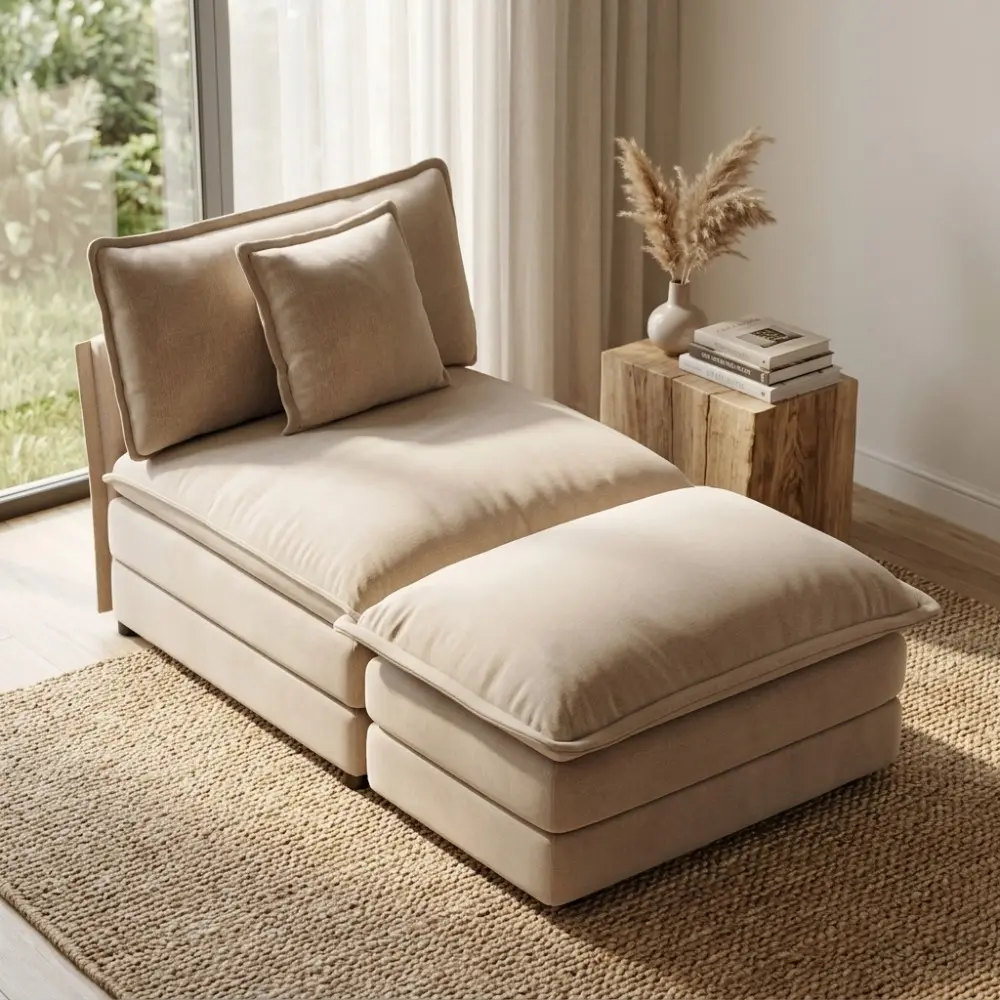 Littleox Allure Sectional Sofas light coffee Armless 1-Seat & Ottoman