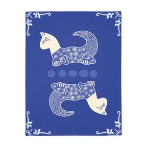 Colombian Dreams Folk Cat Pattern Blanket | Velveteen Microfiber Throw