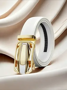 White Fashion elegant Belt Casual Belt Men's White Belt Automatic Buckle Belt Wedding Belt Gift Business Belt