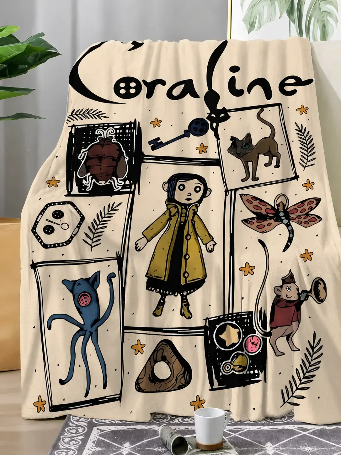 Cartoon Throw Blanket, Gothic Fantasy Girl Black Cat Soft Cozy Plush Bed Blanket, Lightweight Warm Blankets for Kids Bedroom Decor, Couch Sofa Living Room, Birthday Gifts for Fans