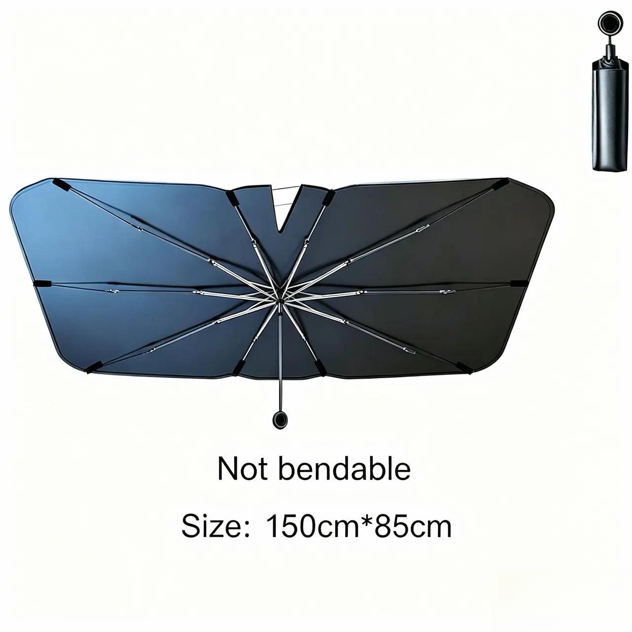 [Summervibes] 2026 Upgraded Car Windshield Sun Shade Umbrella with Pull Cord, Foldable Car Umbrella Sunshade with UV Block Car Front Window, Ten Strand Convex Umbrella Frame Retractable Sunscreen for Most Cars/SUV