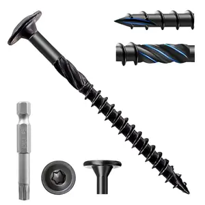 50 count Lag Screws #14 x4 Structural  Screw Heavy Duty Construction Screw  Drive Rust Resistant Washer  Black Coated for Exterior /Lag/Timber Screws with T30  Bit