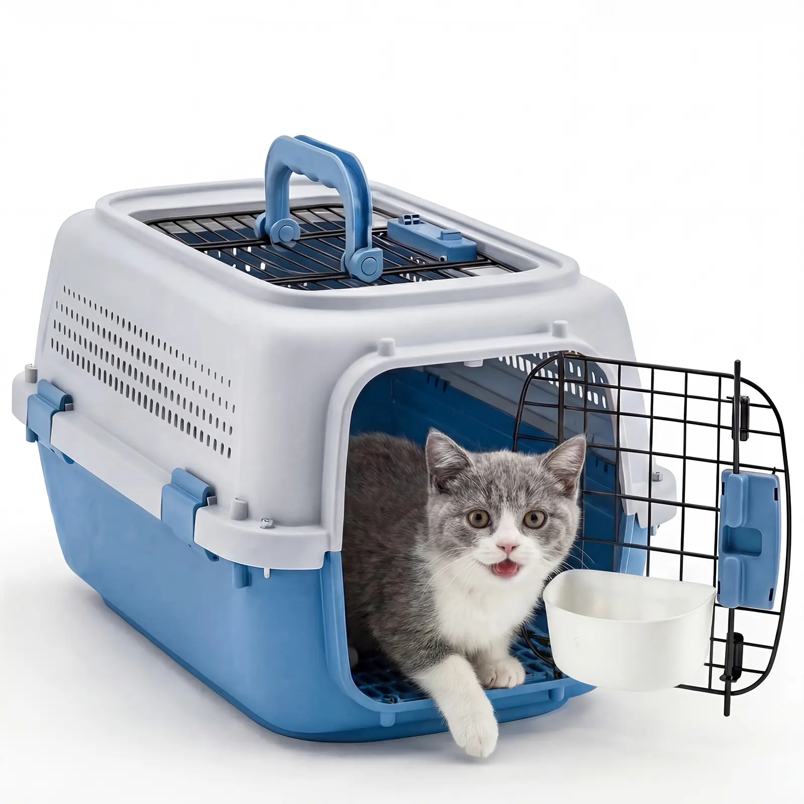 Dog Crates for Small Dogs & Cat Carriers, Two-Door Plastic Pet Kennel, Top & Front Loading