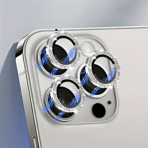 Glitter Camera Lens Protector and Bling Ring Lens Cover  For Smartphone iPhone 17/17Air/17 Pro/17 Pro Max iPhone 16 Pro Max, Tempered Glass Screen Protector with Glitter Effect