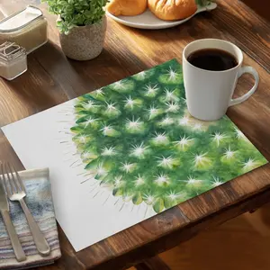 Begin Home Decor CPPM1418S8DVPZ 14 x 18 in. Watercolor Cactus Placemat - Green Botanical Home Decor