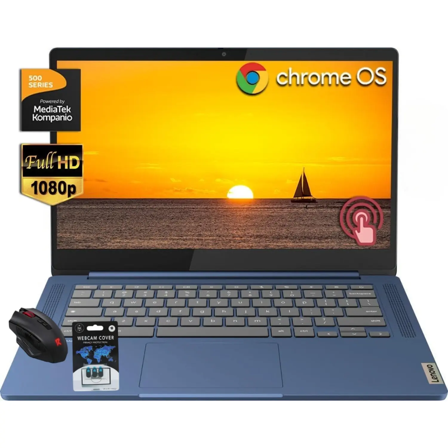 Lenovo Slim 3 Chromebook Laptop, 14" FHD Touchscreen for Student and Business, 8-Core MediaTek 520 Processor, 4GB RAM, 64GB eMMC, 13H Long Battery Life, Wi-Fi 6, Webcam, Chrome OS
