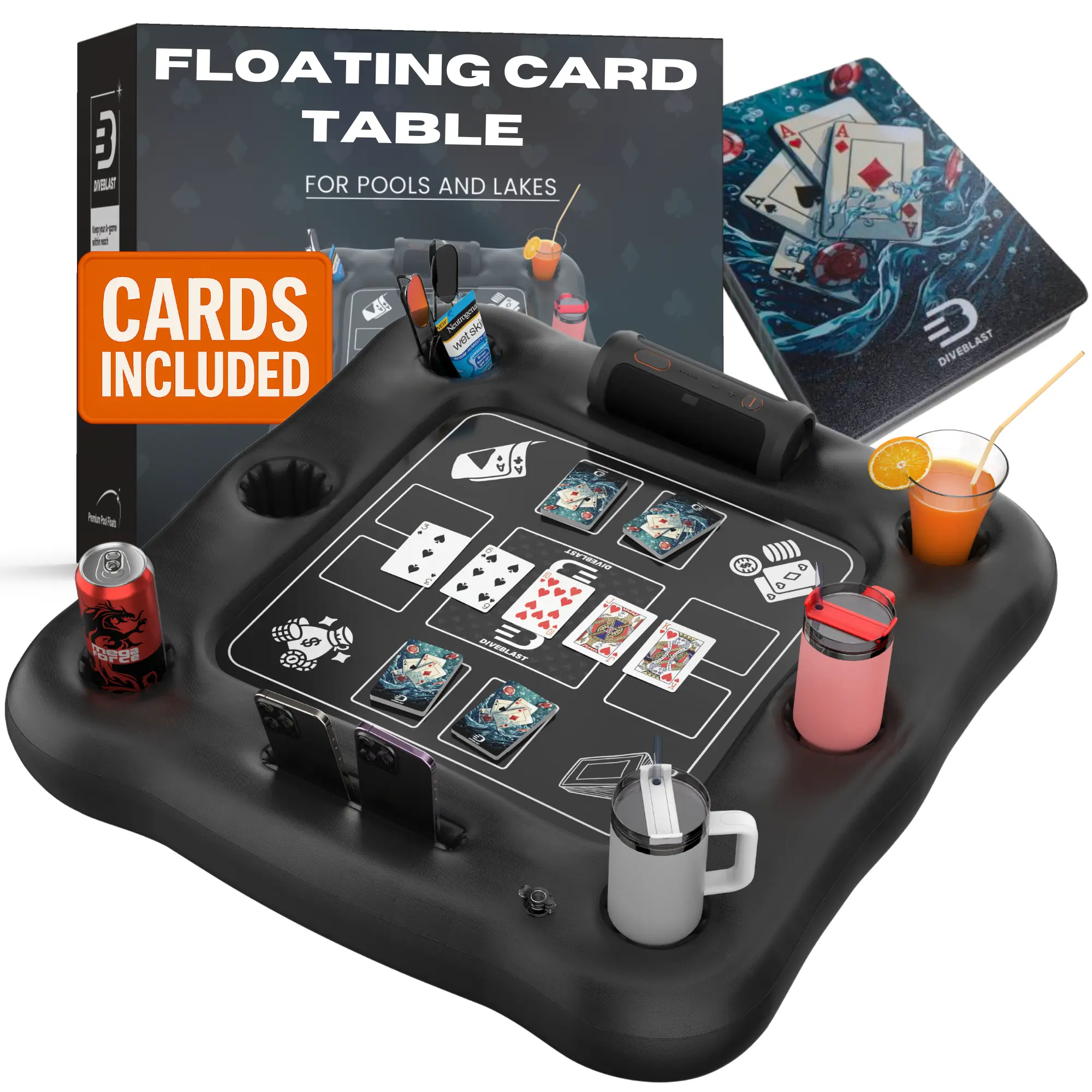 Premium Floating Drink Holder for Pool, Hot Tub Accessories for Adults - Holds Up to 50 LBS - Fun Swimming Pool Accessories for Adults, Cool and Unique Drink Floaties