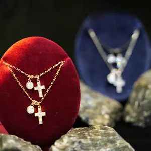 【#641 Cross】Stylish Bubble Cross Full Moissanite Necklacevvs Synthetic Moissanite Necklace in 925 Sterling Silver Pendant