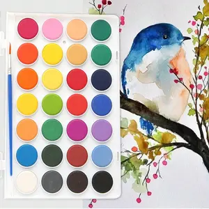 Watercolor Paint Set, Vibrant Pearl Solid Pigments, Safe Square Compartments, Non-Toxic, Handmade, Ideal for Artists and Crafters