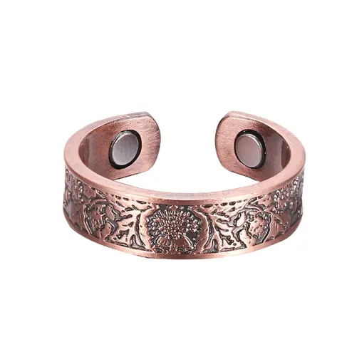 Men's Street Style Copper Magnetic Design Ring, Trendy Retro Thumb Ring, Fashion Vintage Jewelry for Party, Daily Clothing Decor As Gift, Adjustable Metal Finger Rings
