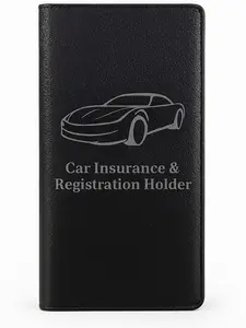Premium Car Registration and Insurance Card Holder, Car Document Holder for Cards, Driver License & other Essential Documents (Black)
