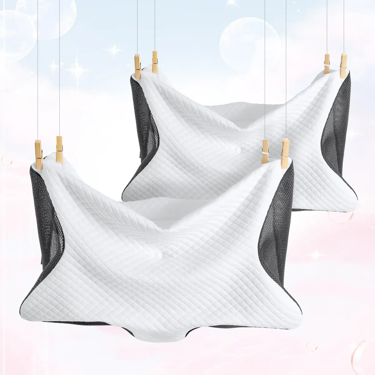 Pillow Cases for Cervical Pillow - Contoured Ergonomic Shape Pillowcase with Zipper, Grey Soft & Smooth Fabric for Hair & Skin Care, Practicality, Gift
