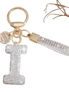 Shiny Rhinestone Letter Keychain, Fashionable Alloy Keychain, Lucky Crystal Pendant, Alloy Hanging Charm, Perfect Gift for Bags and Backpacks, Women Girls Present