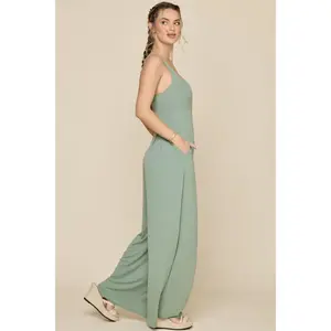 Go With The Flow Jumpsuit - Evening Moss