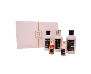 Bharara Rose Gift Set W ( Perfume Spray 3.4oz , BL 6.7oz , SG 6.7oz , Perfume Spray 0.3oz , Bharara Scarlet 0.3oz )