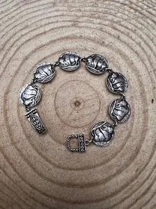 Western Buffalo Coin Magnetic Bracelet — Easy-On Silver Bangle