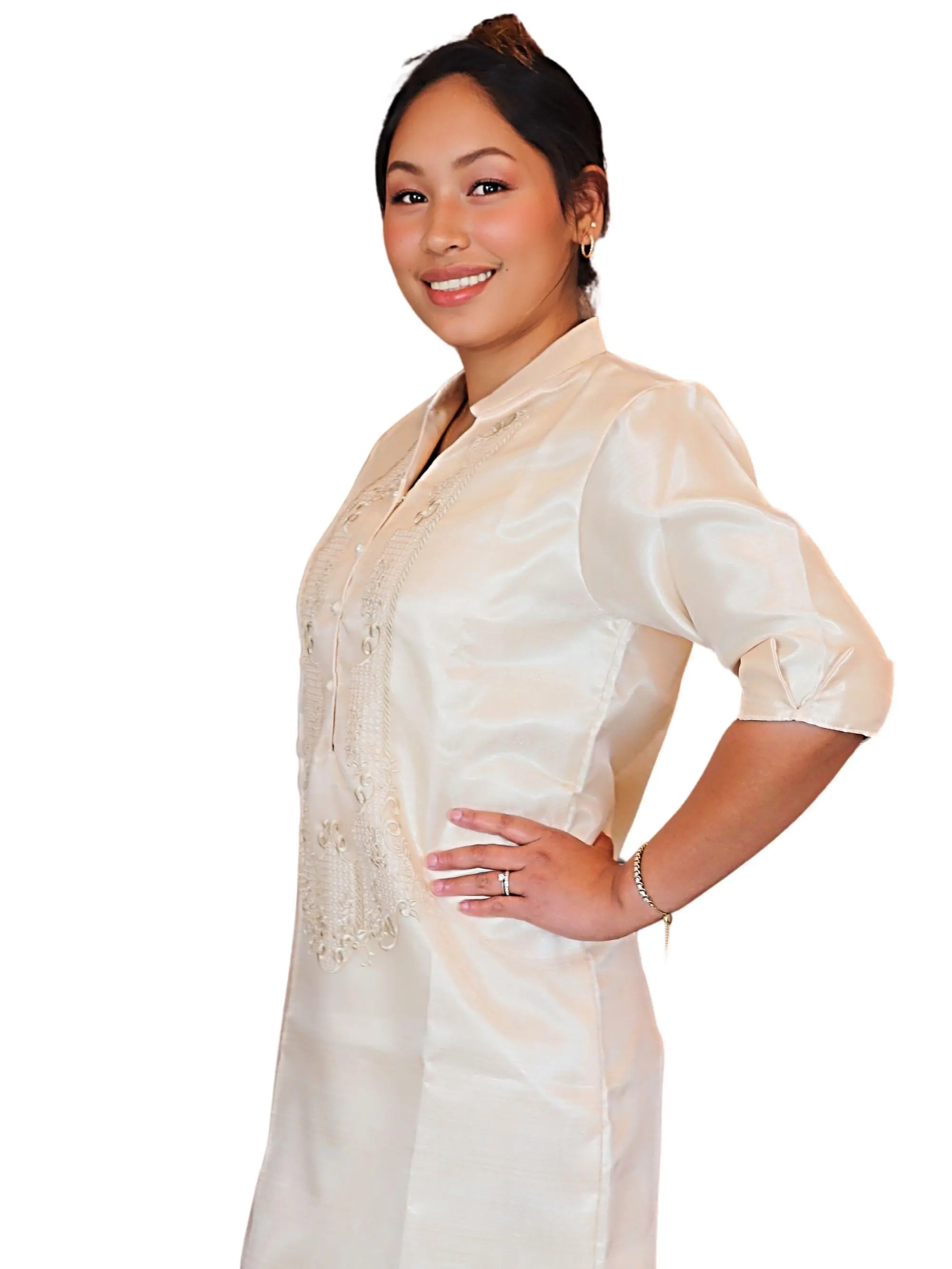 Handmade Kapamilya Women’s Traditional Barong Dress - Organza Filipiniana Gown for Formal Events