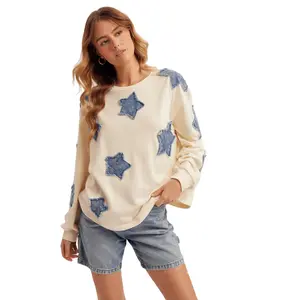 Chasing Stars Denim Star Patch Pullover