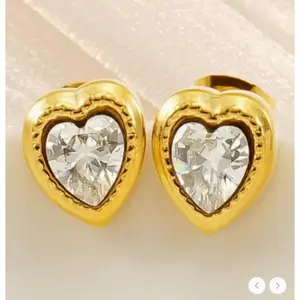 Rhinestone Heart Stud Earrings