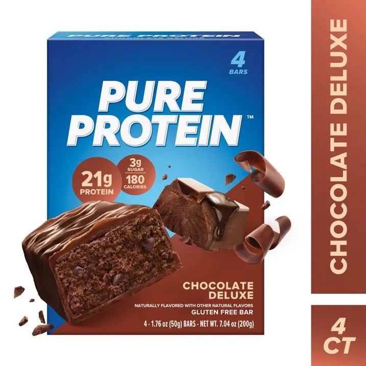 Pure Protein Chocolate Deluxe Snack Bars, 21g Protein Content, 4-Count (7.04 oz / 200 g)