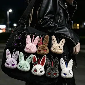 Dark Bunny: DIY Visual-Style Cool and Edgy Backpack Charm, Keychain, Car Accessory, Birthday Gift, Cute Ears, Adjustable