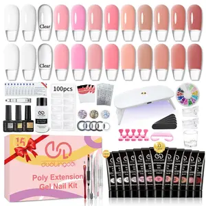 Professional Poly Extension Gel Nail Kit, 12 Colors All Seasons Poly Gel Nail Kit Complete with Nail Lamp, Manicure Tools Nail Forms for Starter