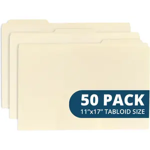 11x17 Folders for prints, Plans, Drawings, and Construction, Manila 11x17 File Folders, Bulk 50 Pack