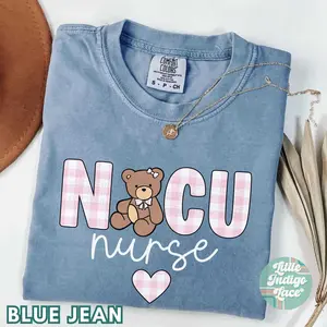 Gingham NICU RN Shirt, Neonatal ICU Nurse Tshirt, Neonatal Intensive Care Unit Nurse Gift,