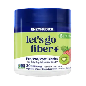 Let's Go Fiber+ Strawberry Kiwi  | Daily regularity and gut health | Fermentable, upcycled resistant starch, acacia fiber, 1 billion CFU probiotics and a clinically studied postbiotic