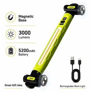 LWW Rechargeable LED Underhood Work Light, 3000LM, 5200mAh Detachable Battery, Dual Magnets & Hook, Waterproof Mechanic Light for Garage & Emergency Use
