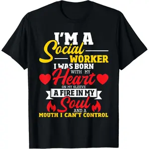 100% Cotton Social Worker Heart On My Sleeve - Caseworker Social Work T-Shirt