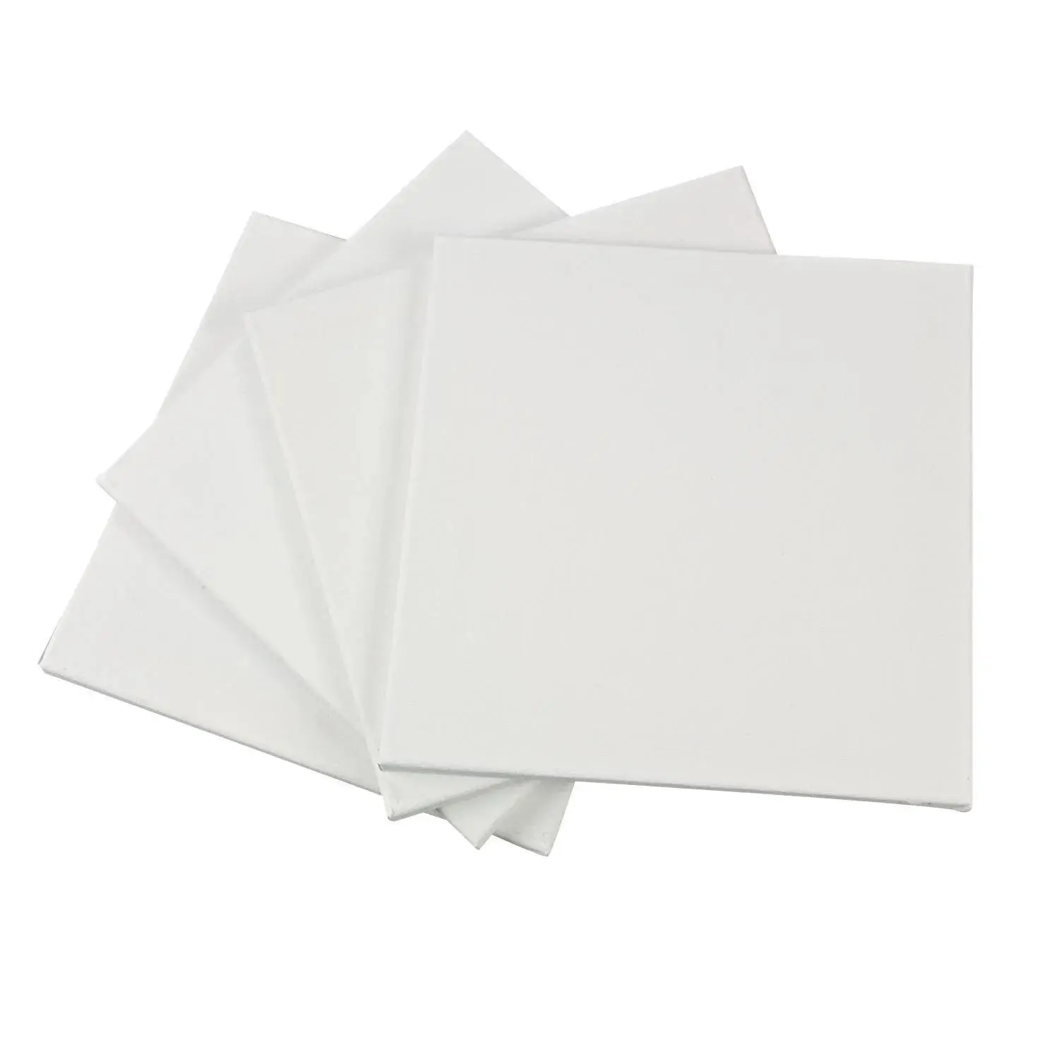 8"x8" Stretched Burlap Unfinished Wood DIY Canvases - 4 Pcs Affordable Art Supplies for Painters, Acrylic Artwork & Home Decor Craft Projects