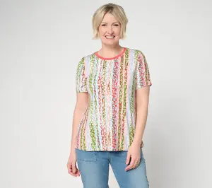 LOGO by Lori Goldstein Rayon 230 Printed Ringer Tee