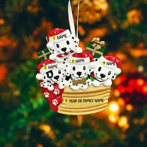 Personalized Dalmatian Puppy Family of 4 Christmas Ornament | Dog Lover Keepsake