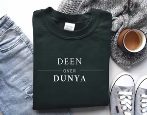 Deen Over Dunya Islamic Sweatshirt, Muslim Gift, Religious Apparel, Islamic Clothing, Crewneck Jumper