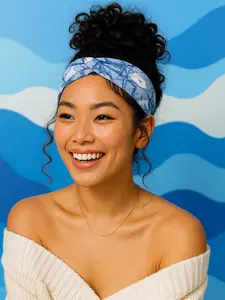 Misty Indigo Bloom | Headband + Scrunchie Duo – Soft Twist Headband with Matching Scrunchie, Handmade Hair Accessories Gift Set for Women