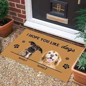 Customizable Non-Slip Rubber Backing Doormat with Funny "I Hope You Like Dogs" Design, Indoor/Outdoor Use for Entryway, Porch, or Patio – Perfect Home Decor & Housewarming Gift for Pet Lovers, Welcome Mat for Front Door
