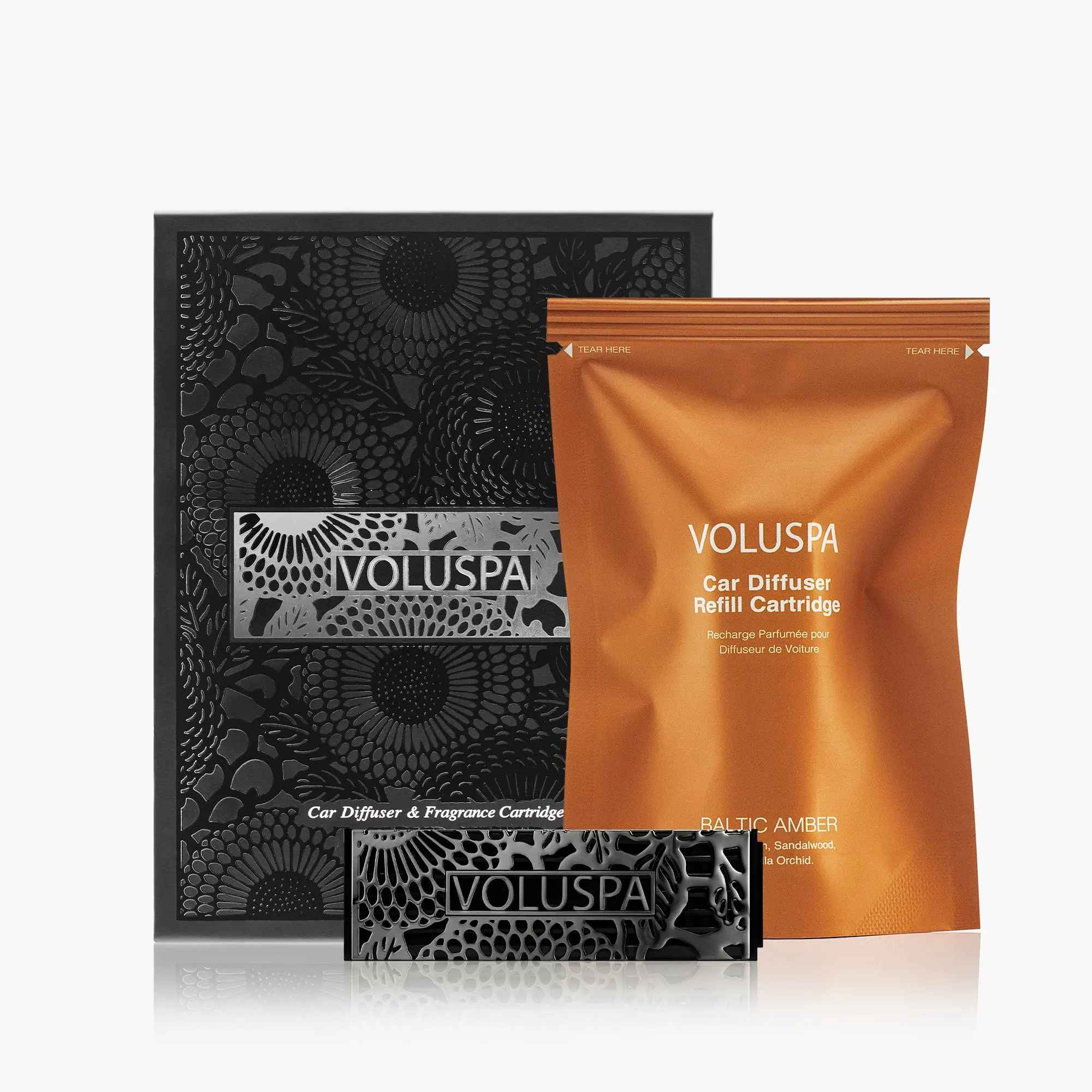 Baltic Amber Car Diffuser Starter Kit, Aromatic Amberwood Vanilla Scented Woody Aromatic Car Fresheners with Luxury Vibe