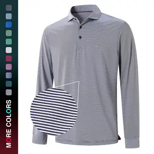 MAELREG Men’s Long Sleeve Striped Polo Shirt, Lightweight Dry Fit Moisture-Wicking Performance Golf Top SpringStatements